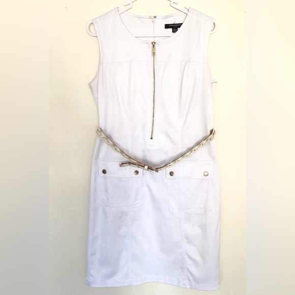 Sharagano White Belted Sleeveless Jean Dress Casual Dress Women’s Size 4 - Picture 8 of 10